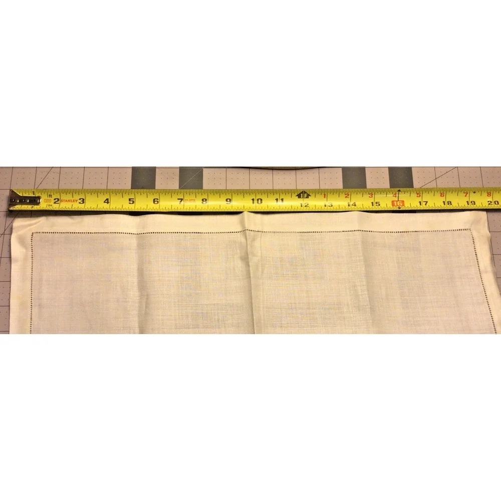 Vtg 100%‎ Linen 5 Napkins Hand Thread Drawn Ireland Tagged EIBAND'S Galveston TX